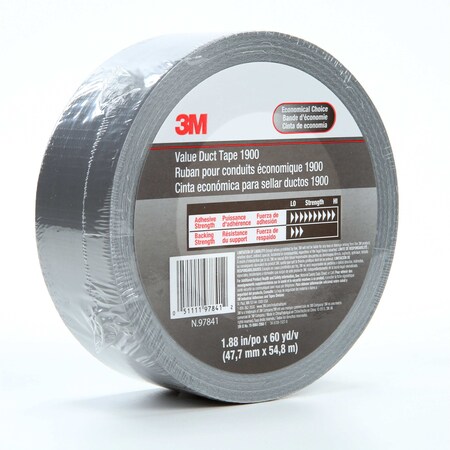3M Value Duct Tape 1900, Silver, 1.88 In X 60 Yd, 5.8 Mil 7010375734